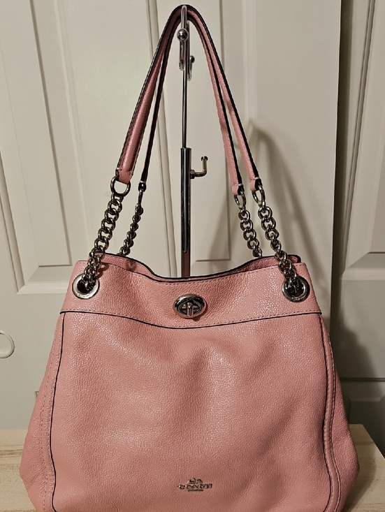 Coach Handbags - Coach EUC Lexi Pink Pebbled Leather Shoulder Bag with Chain Straps